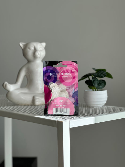 Disposable white files PODODISC M 20 mm EXPERT 80 grit (50 pcs)