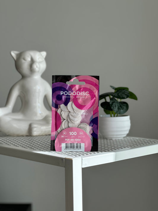 Disposable white files PODODISC M 20 mm EXPERT 100 grit (50 pcs)