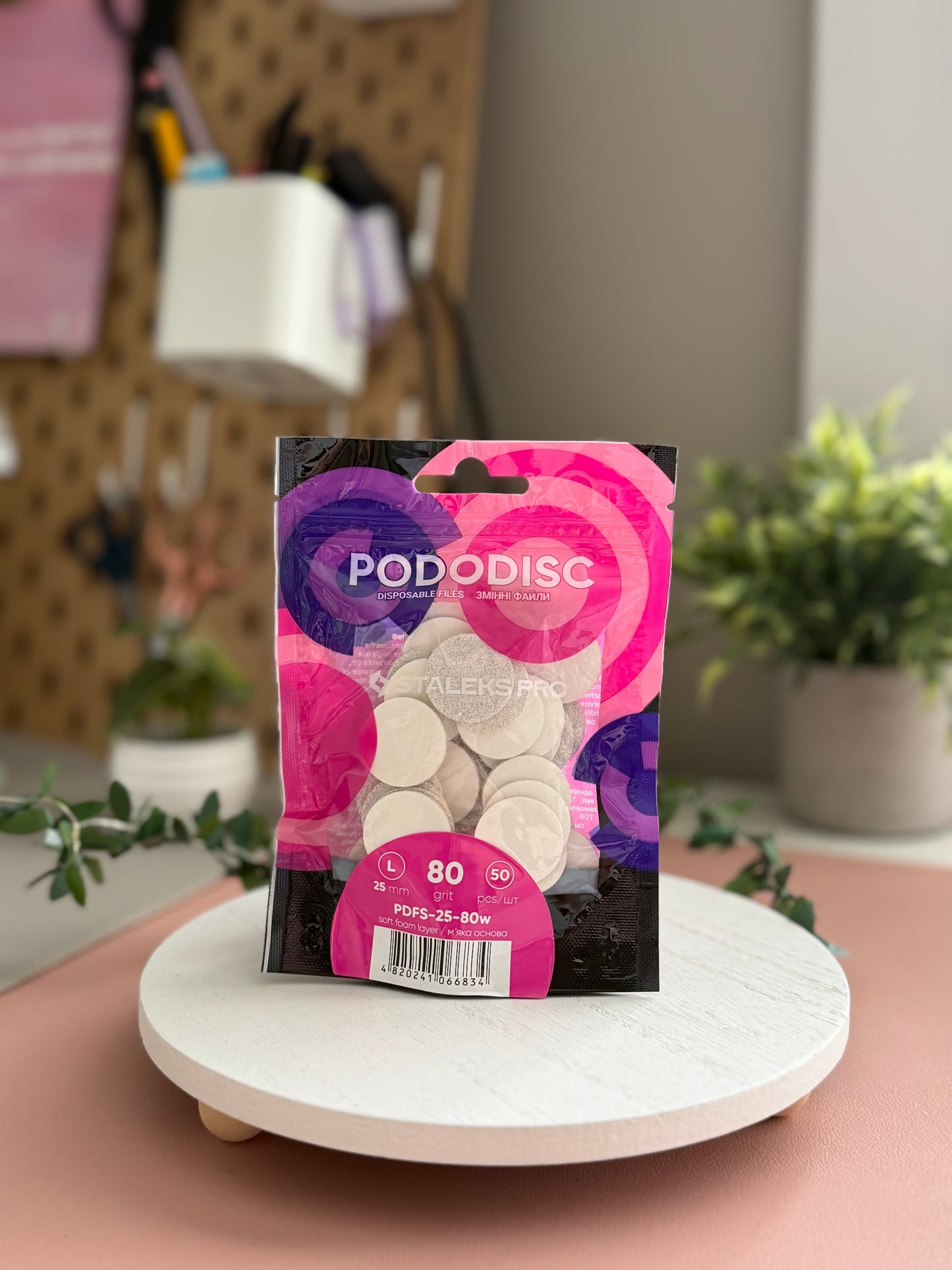 Disposable files on soft foam layer for pedicure disc PODODISC EXPERT 80 grit L 25 mm (50 pcs)