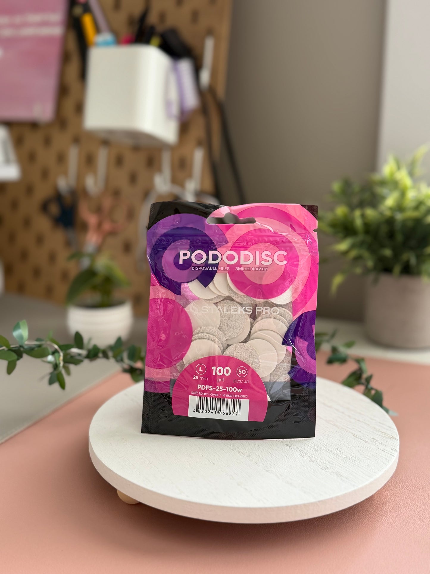 Disposable files on soft foam layer for pedicure disc PODODISC EXPERT 100 grit L 25 mm (50 pcs)