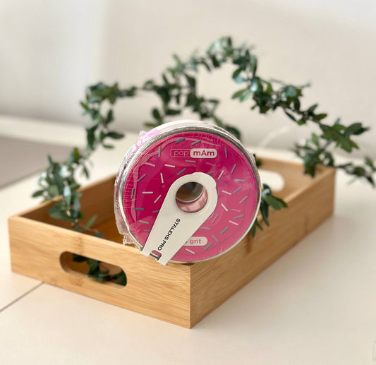 Disposable white abrasive tape papmAm EXPERT 150 grit in a plastic case