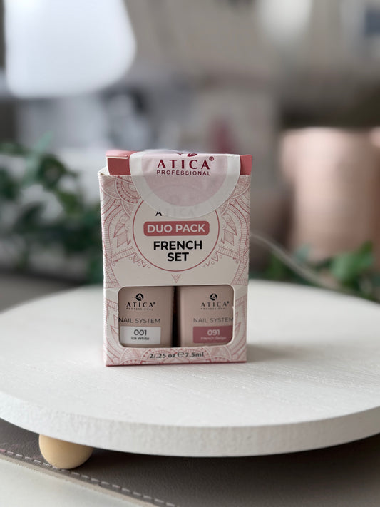 Atica Frech Set Gel Polish Ice White + 91 French Beige