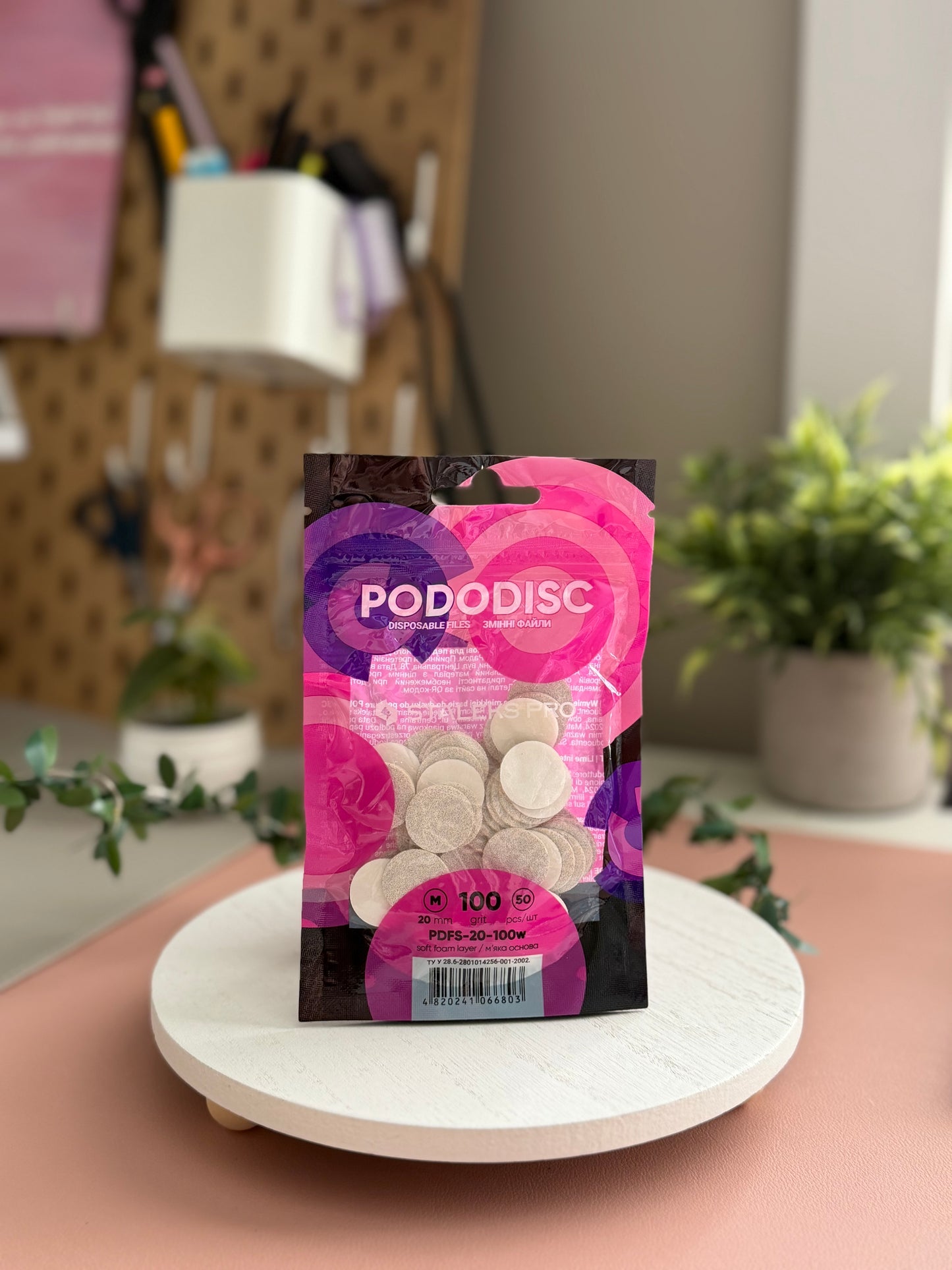 Disposable files on soft foam layer for pedicure disc PODODISC EXPERT 100 grit M 20 mm (50 pcs)