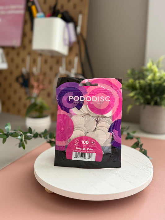 Disposable files on soft foam layer for pedicure disc PODODISC EXPERT 100 grit L 25 mm (50 pcs)