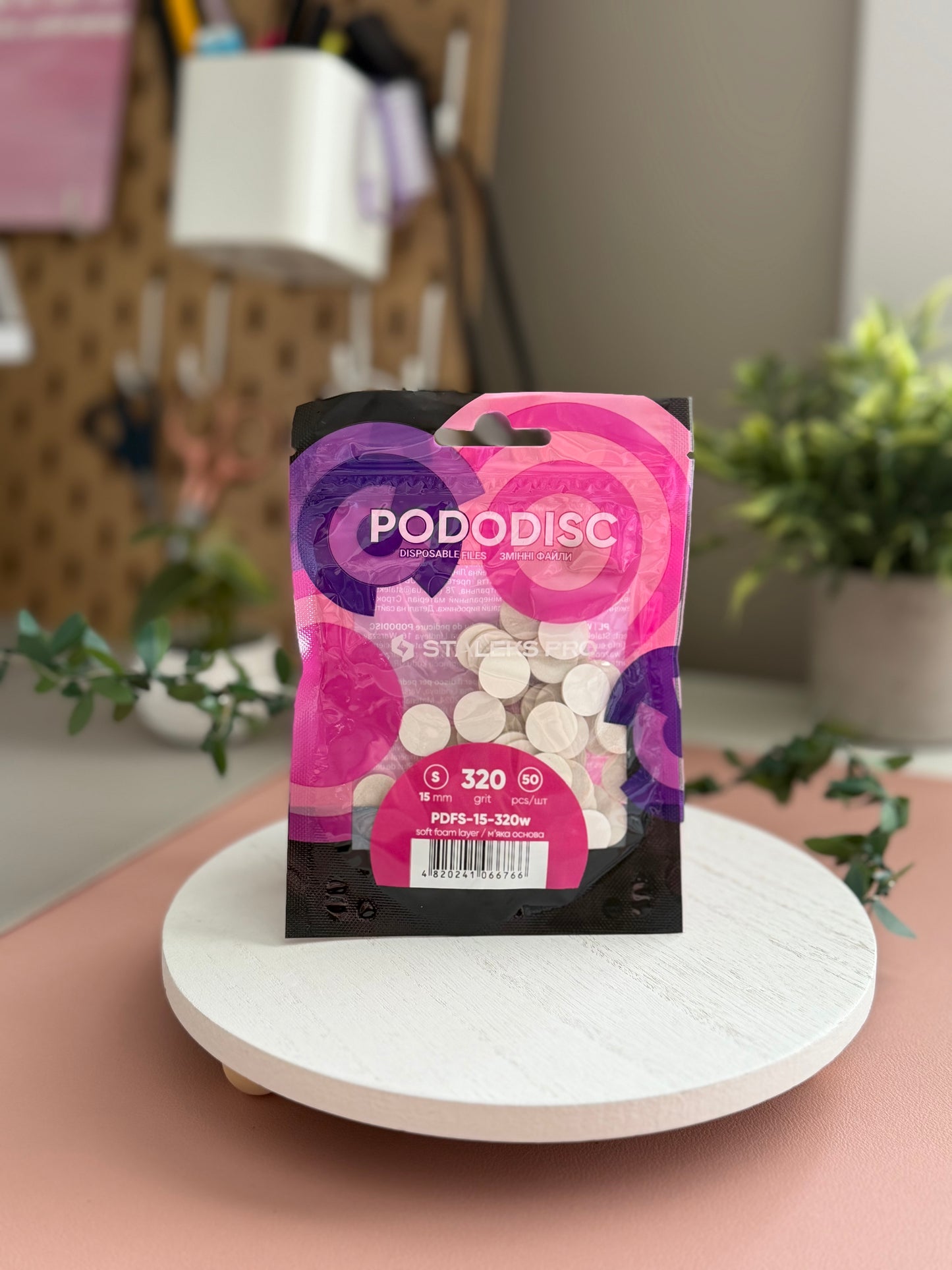 Disposable files on soft foam layer for pedicure disc PODODISC EXPERT 320 grit S 15 mm (50 pcs)