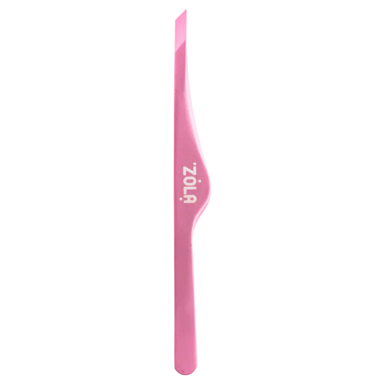 ZOLA Professional beveled tweezers for eyebrows LIGHT PINK